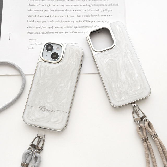 【 マーブル ラメ リアケース 名入れ 】 