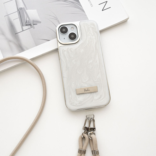 【 マーブル ラメ リアケース ネームプレート 名入れ 】