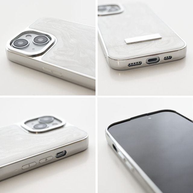 【 マーブル ラメ リアケース ネームプレート 名入れ 】