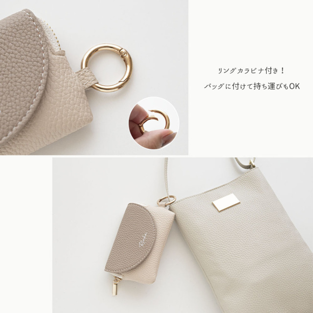 ミラー付き フラップ ミニポーチ 【 simple 名入れ 】