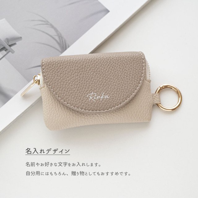 ミラー付き フラップ ミニポーチ 【 simple 名入れ 】