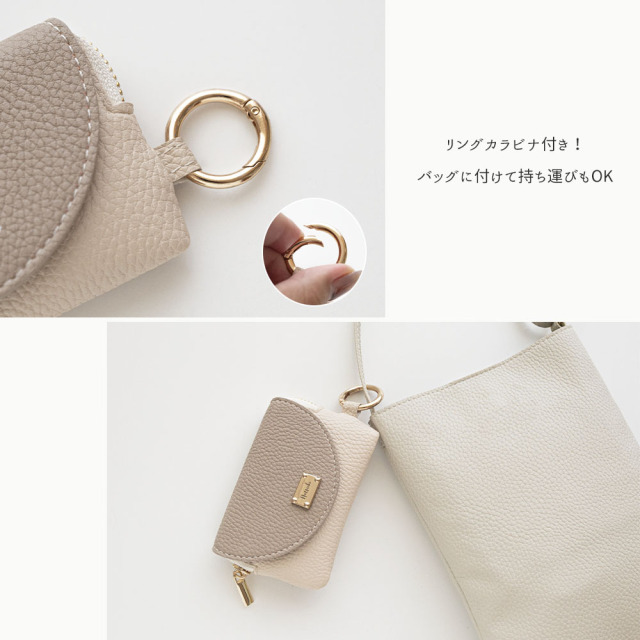 ミラー付き フラップ ミニポーチ 【 simple ネームプレート 名入れ 】