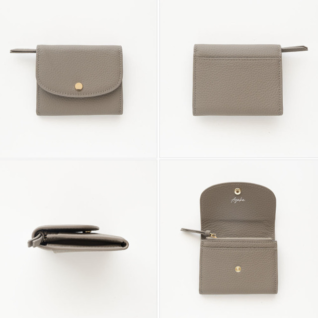 スナップボタン ミニウォレット 【 本革 ニュアンス 名入れ 】