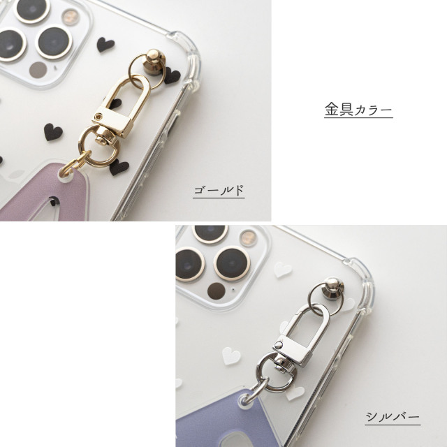 名入れ ができる イニシャルキーホルダー付き クリアケース 【 ハート ドット 】