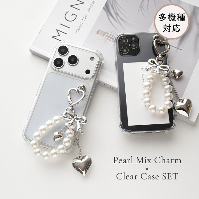 パール ミックス チャーム 付き クリアケース 【 クリア 】