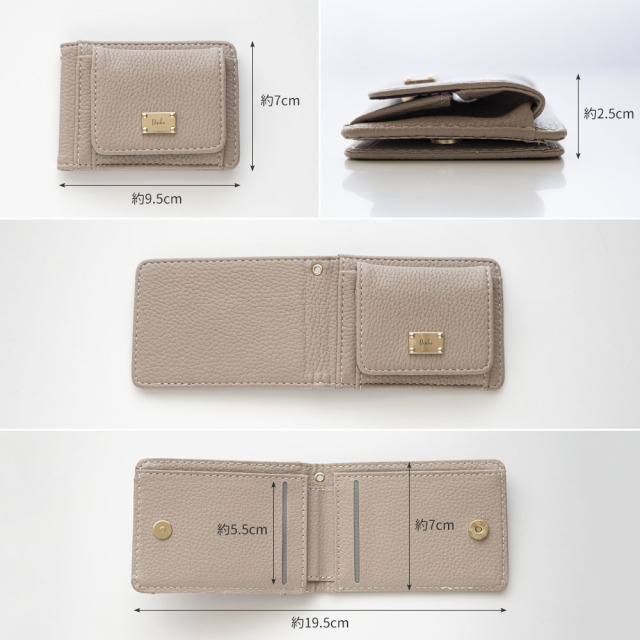 BOX型 コインケース付き クォーターミニウォレット 【 simple ネームプレート 名入れ 】