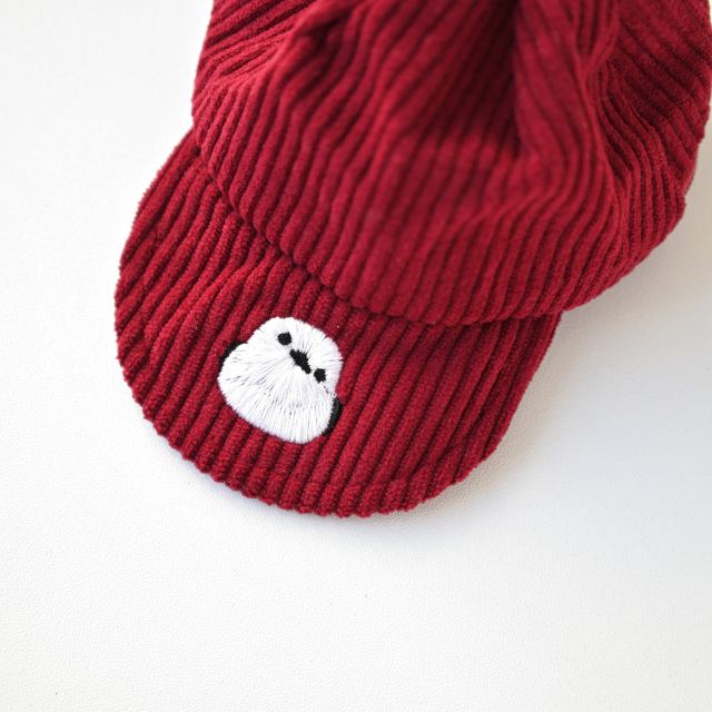 コーデュロイ キャップポーチ 【 刺繍 シマエナガ 】