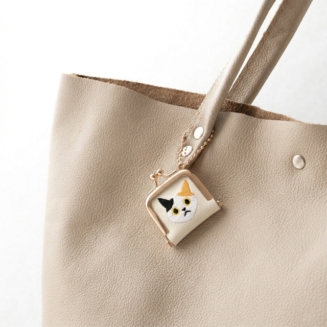 がま口 チャーム 【 猫 刺繍 】
