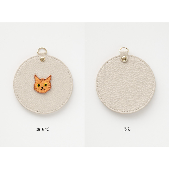 ラウンドミラー mini 【 simple ワッペン 猫 犬 】