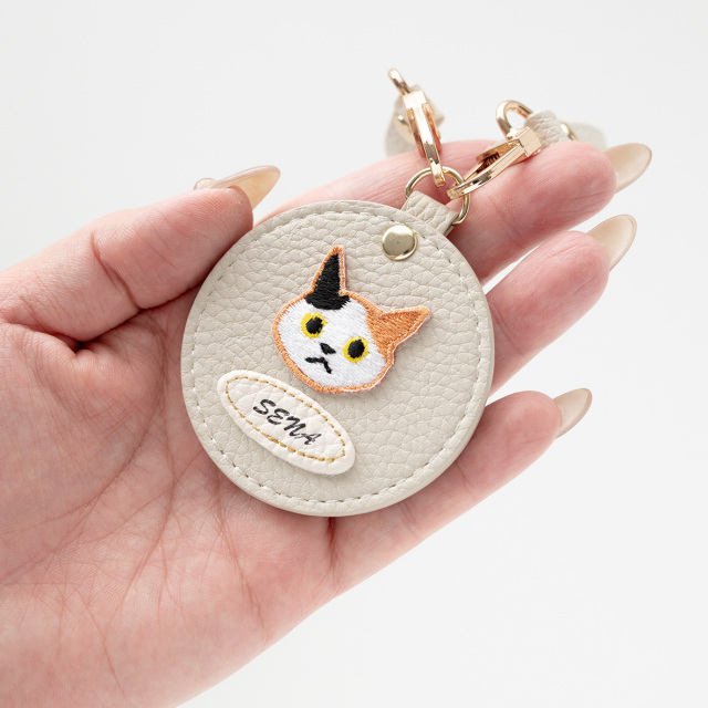ラウンドミラー mini 【 simple ワッペン 猫 犬 】