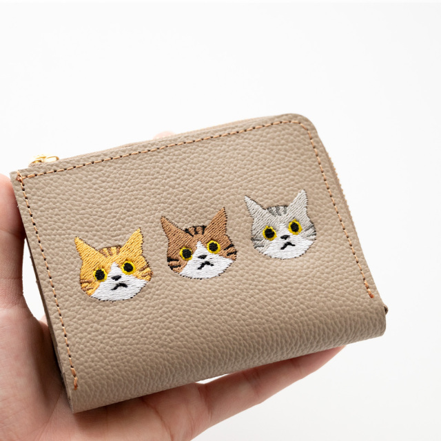 BOX型コインケース付き L字ウォレット 【 3匹の猫 】