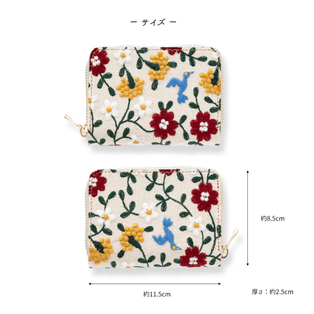 お札が折れない コンパクトウォレット 【 花と鳥 】