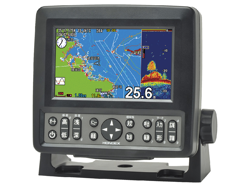 ホンデックス／5型ワイドカラー液晶プロッター魚探HE-601GPII 　☆70815