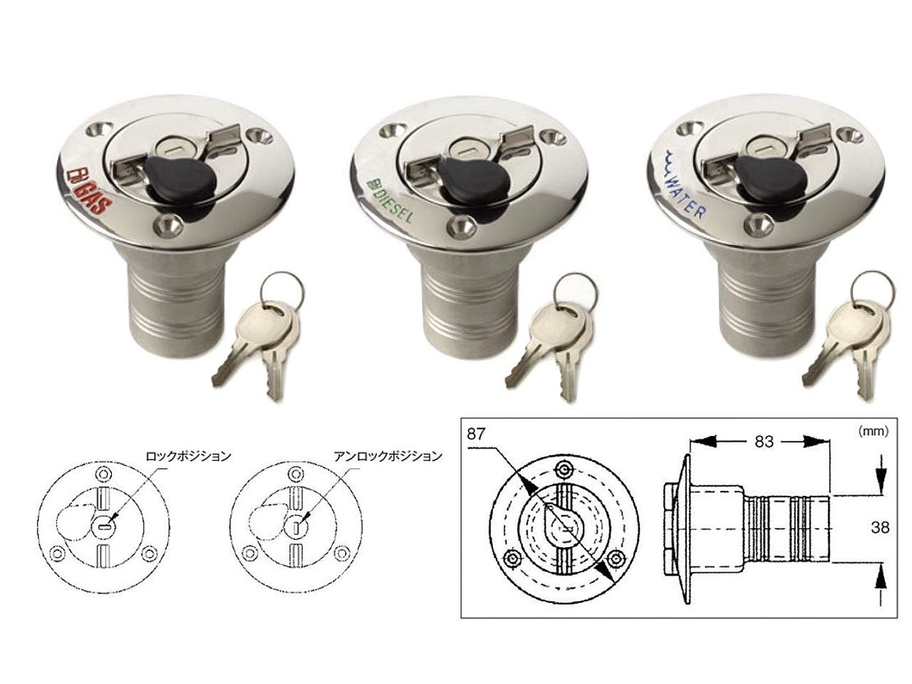 ロック付ガスキャップ