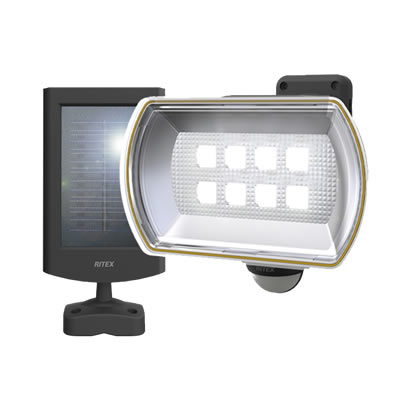 8Wワイドフリーアーム式LEDソーラーセンサーライト S-80L