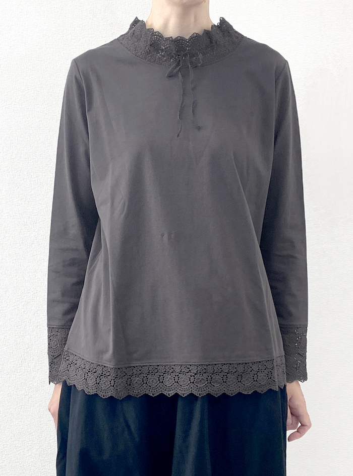 30%OFF! 綿天竺レーシーリボンプルオーバー