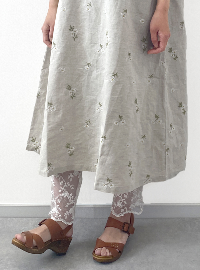 天竺チュールレース使いレギンス