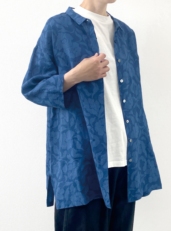 50%OFF! リネン単色プリントチュニックシャツ