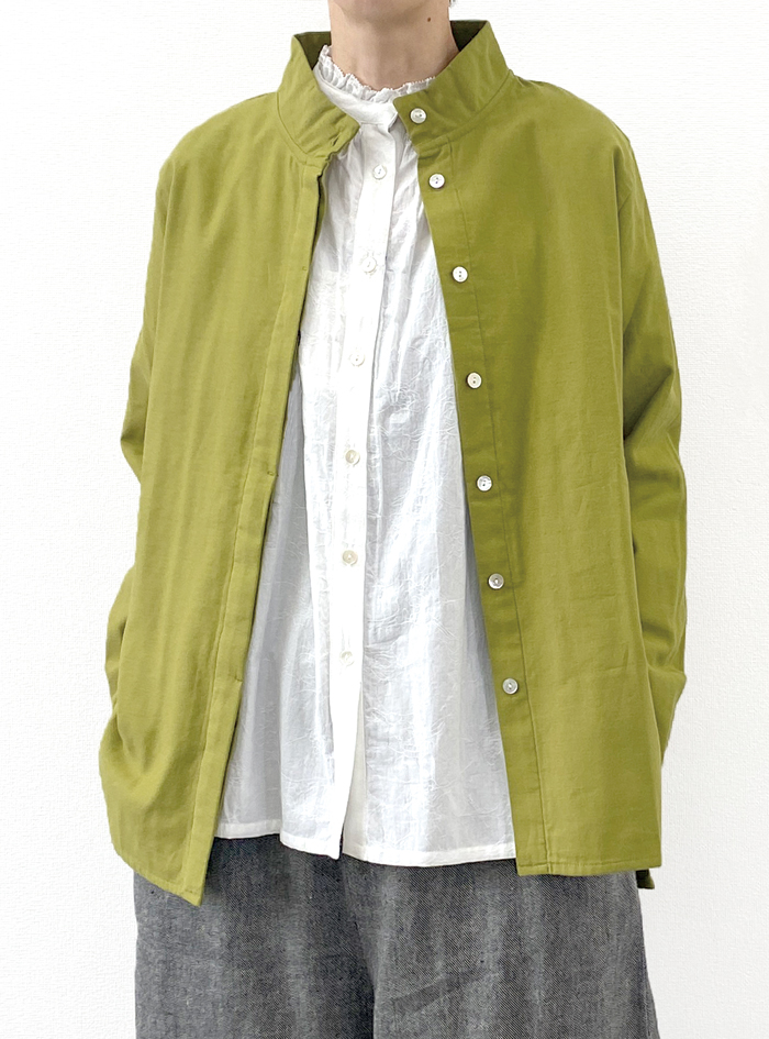 30%OFF! 綿綾接結ハイネックブラウス