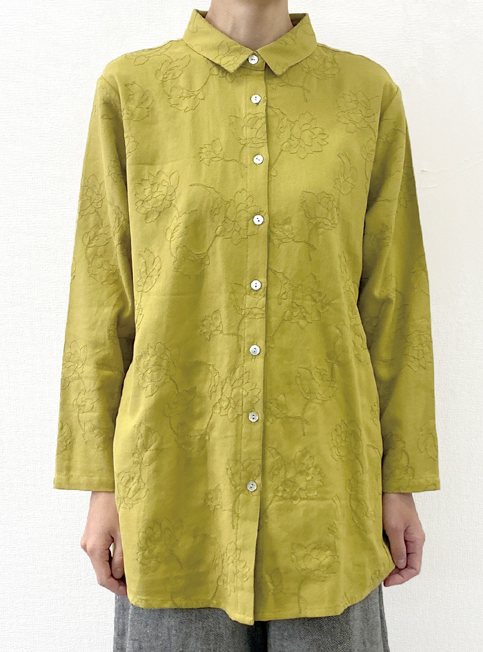 ☆綿綾花刺繍チュニックシャツ
