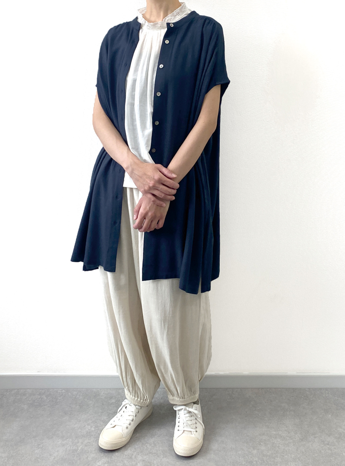 30%OFF! 綿麻ギャザーチュニックブラウス