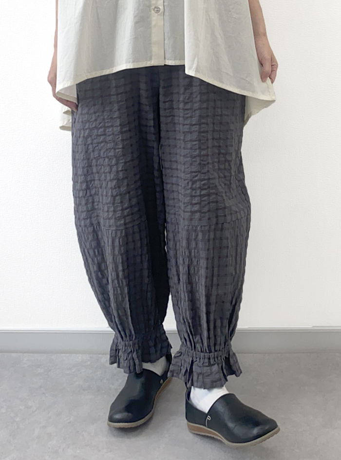 30%OFF! シャーリングサッカーギャザーパンツ
