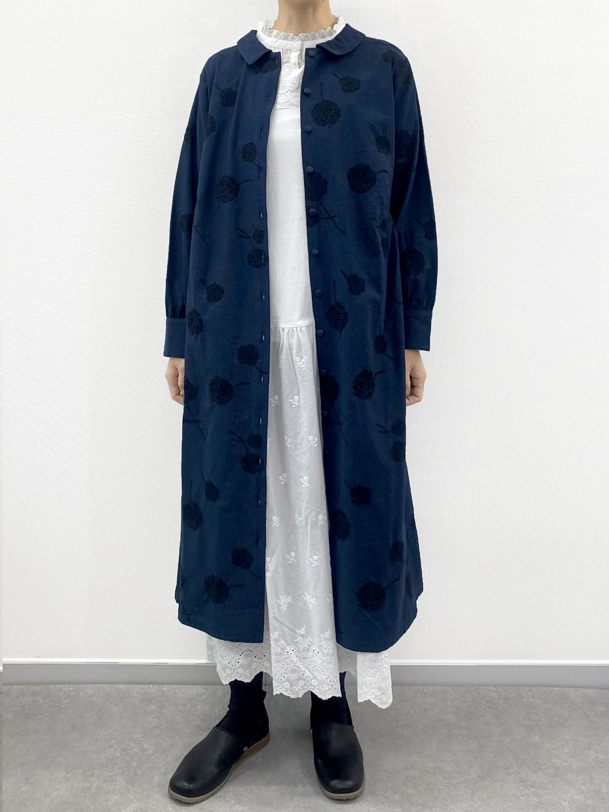 50%OFF! わたげ刺繍前開きワンピース