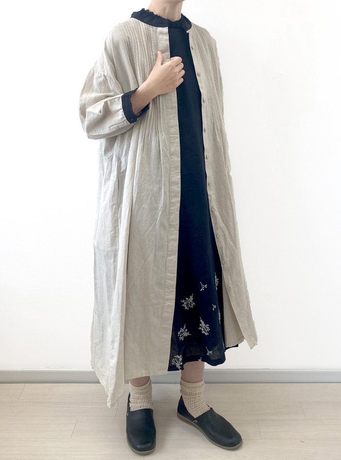 綿麻配色クラシカルワンピース