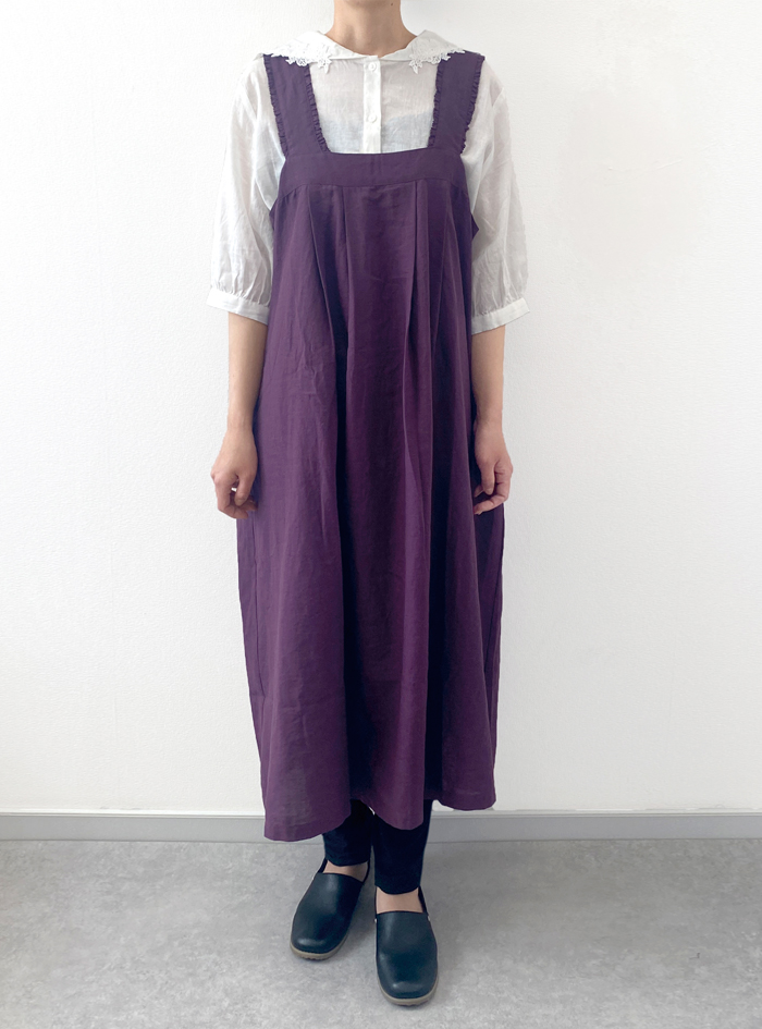 麻フリルジャンパースカート