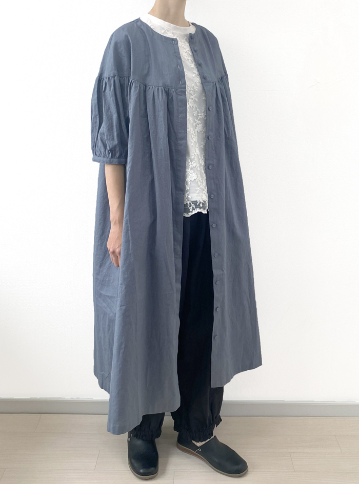 綿麻ギャザーワンピース