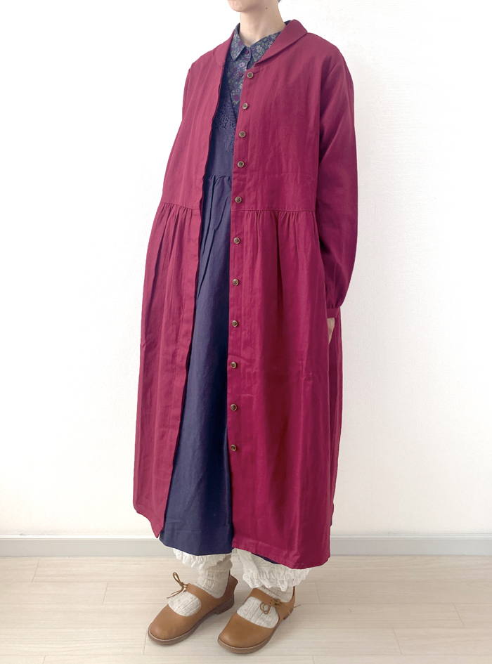 50%OFF! 麻綾切替コクーンワンピース