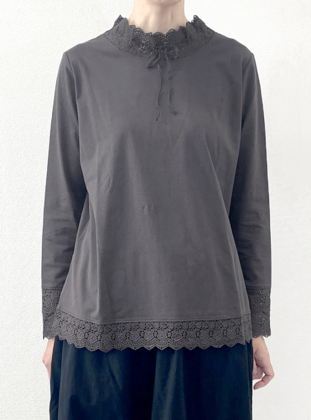 30%OFF! 綿天竺レーシーリボンプルオーバー