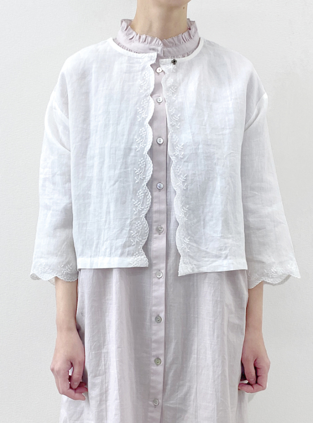 50%OFF! リネンスカラ刺繍ボレロ