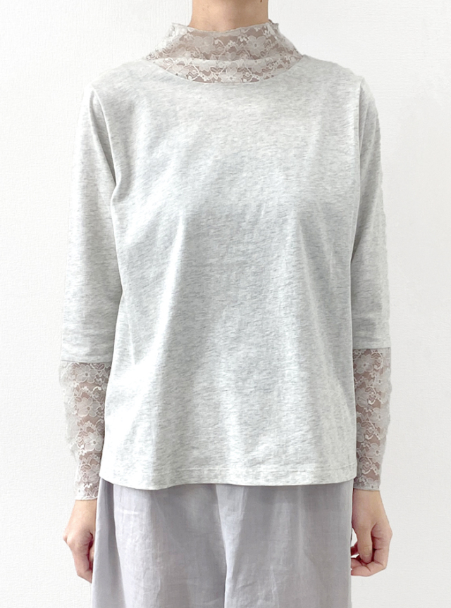 50%OFF! 天竺レーシーハイネックプルオーバー