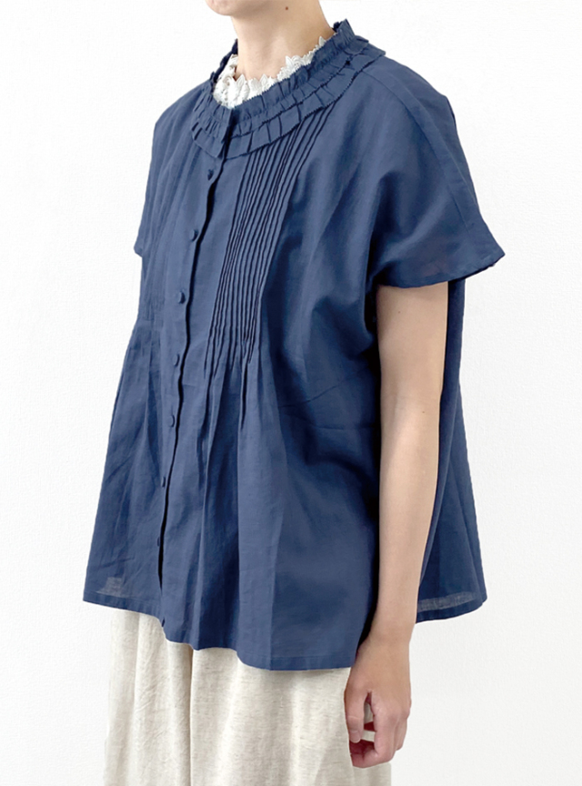 50%OFF! 綿麻ボイルクラシカルブラウス