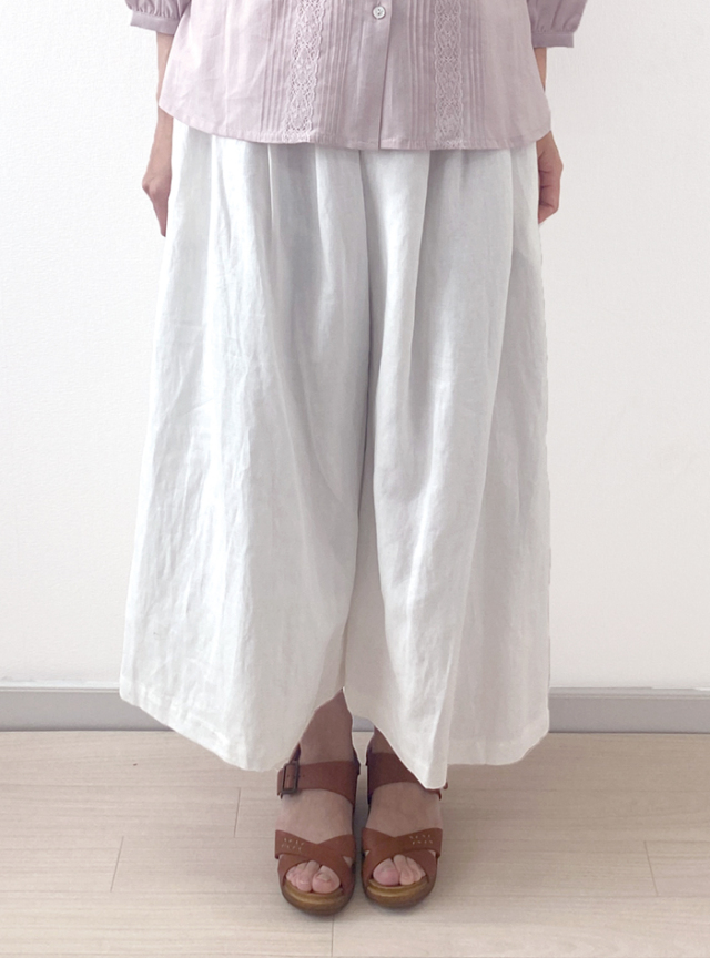 50%OFF! 麻綾織タックワイドパンツ