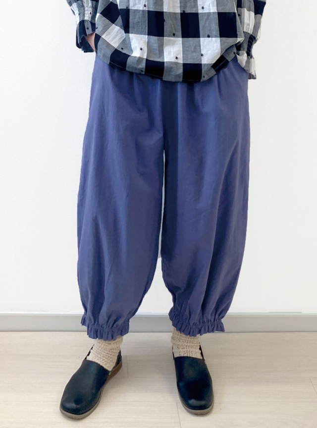 綿麻裾フリルギャザーパンツ
