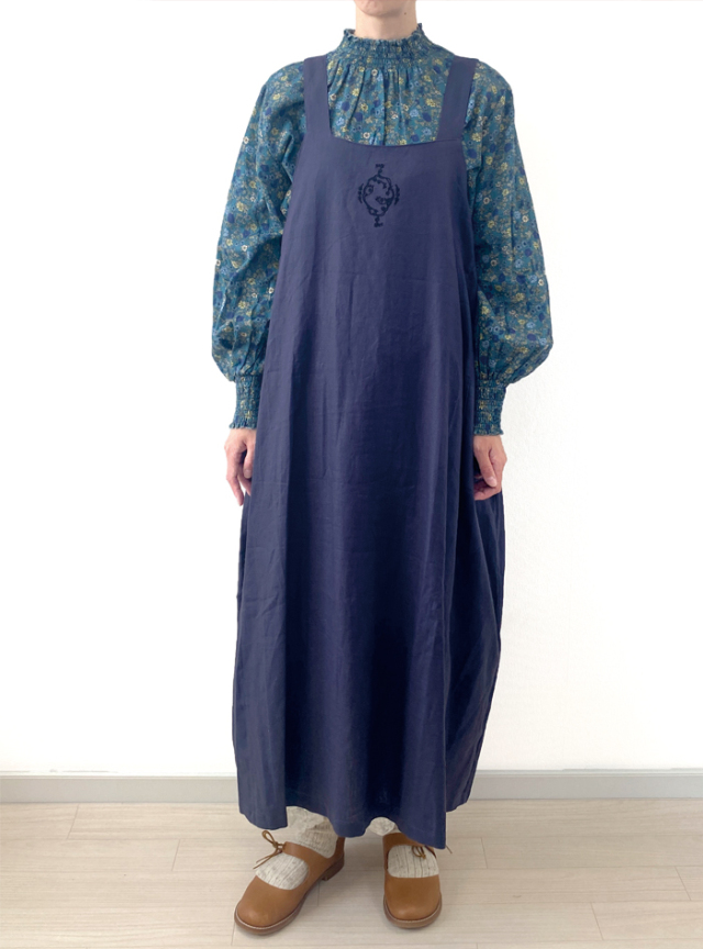 50%OFF! 麻綾サイドタックジャンパースカート