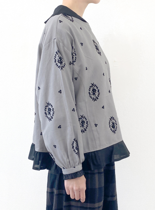 50%OFF! フロッキープリント2WAYフリルブラウス