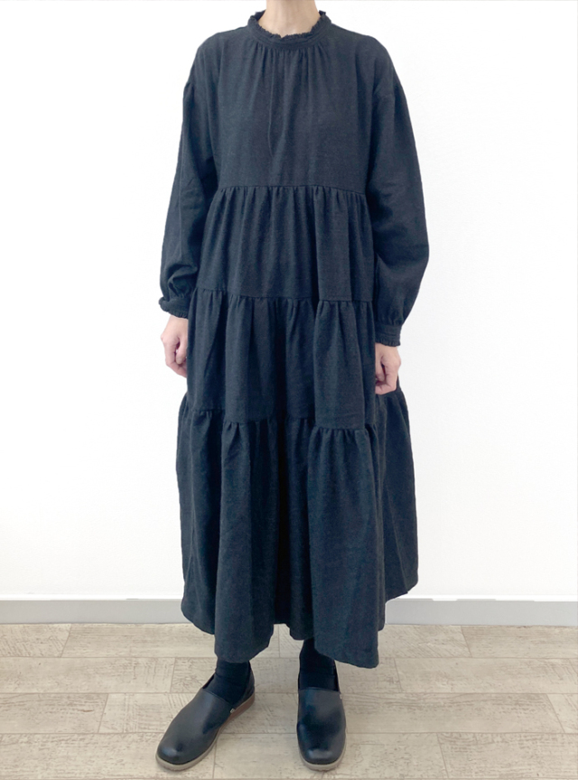 綿起毛ティアードワンピース