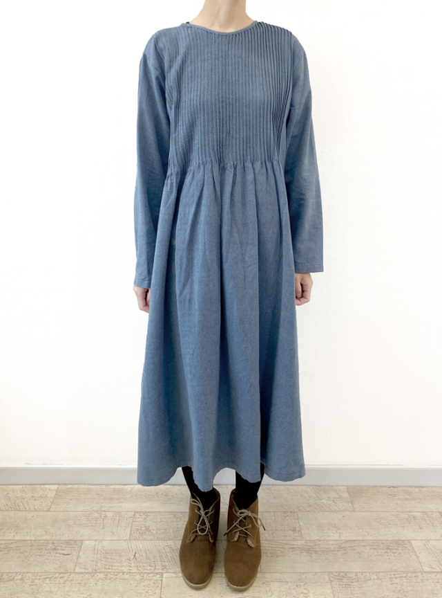 50%OFF! 綿起毛ピンタックワンピース