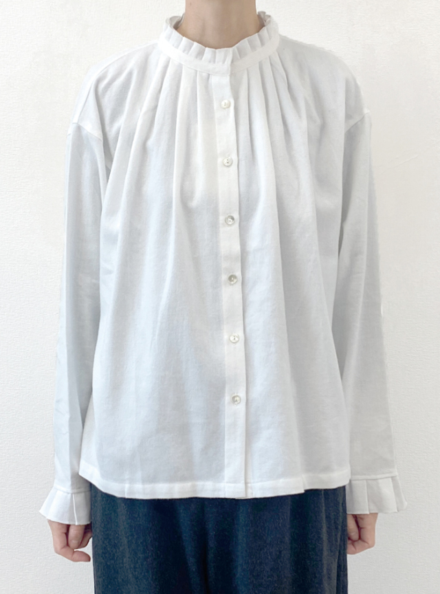 50%OFF! 綿起毛タックフリルブラウス