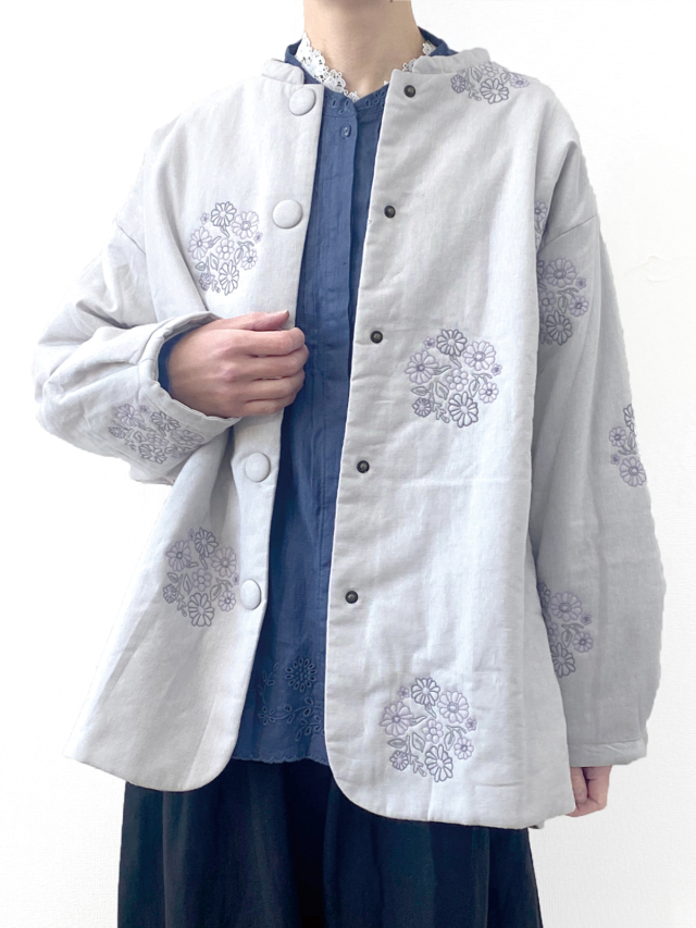 花刺繍中わたジャケット