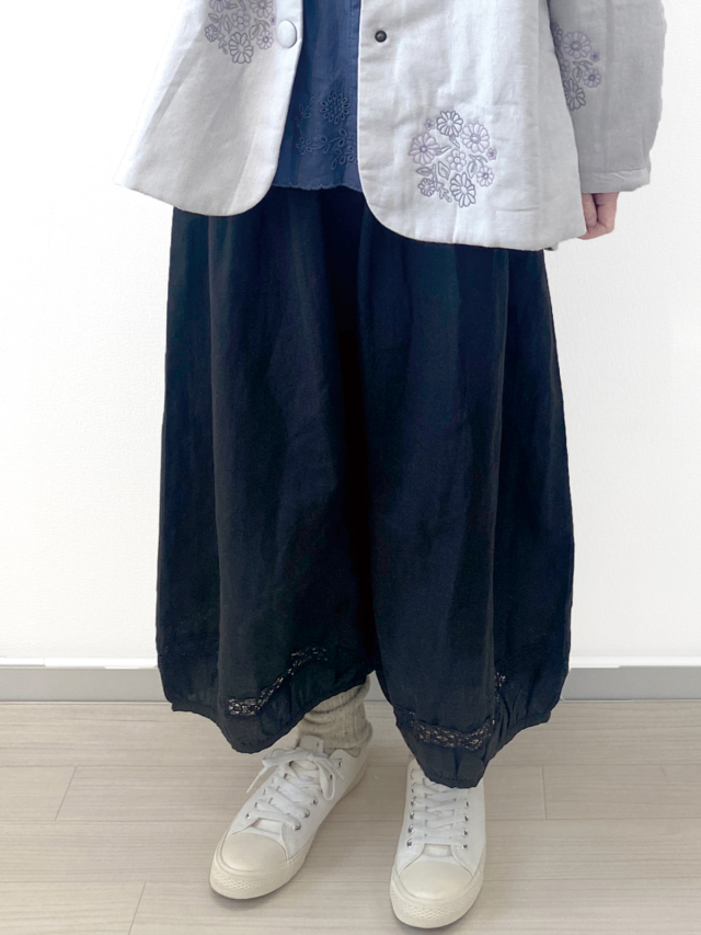 麻ティアードパンツ