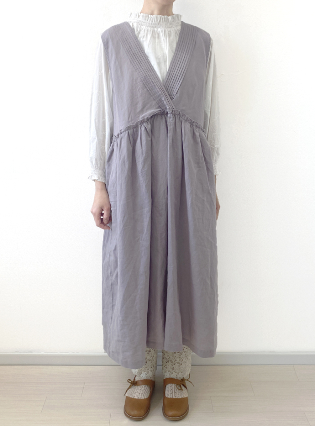 麻タックカシュクールジャンパースカート