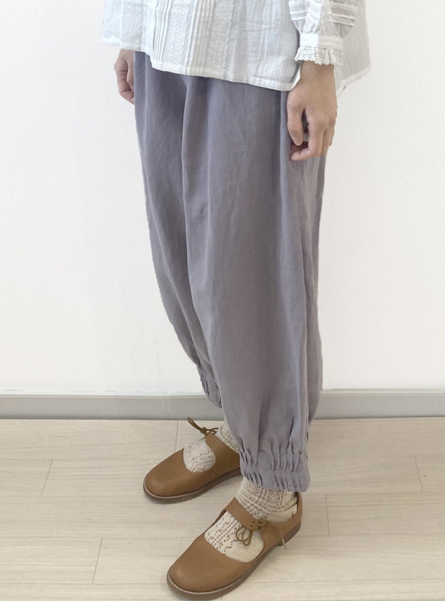 麻裾へリンボンタックパンツ