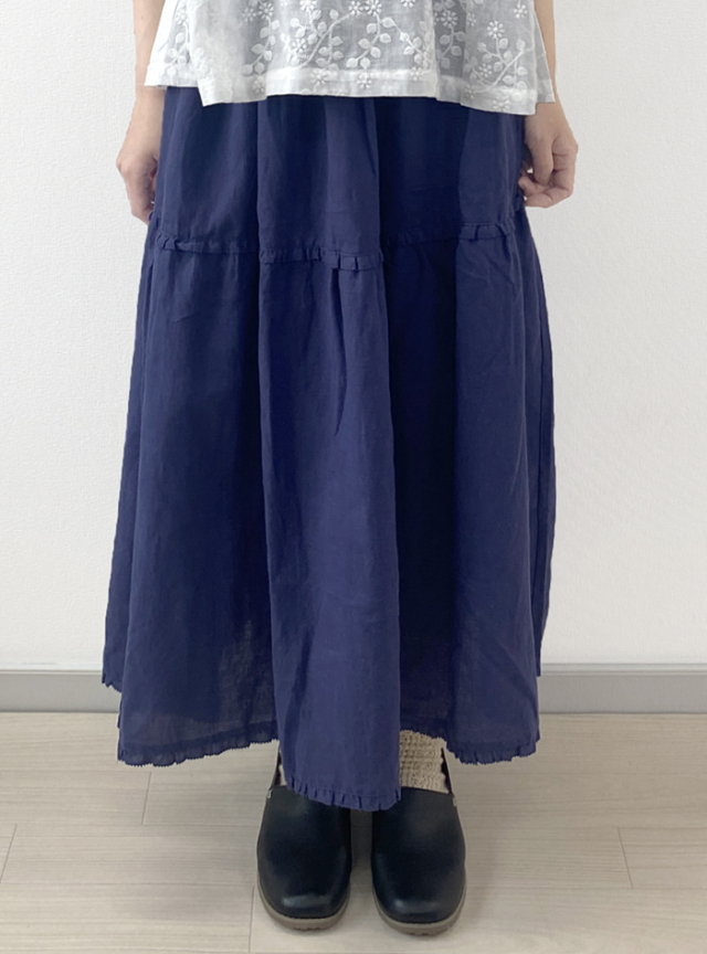 麻フリルティアードスカート