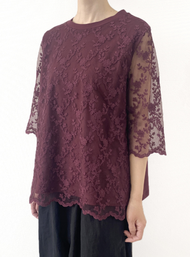 天竺チュールレース使いTシャツ