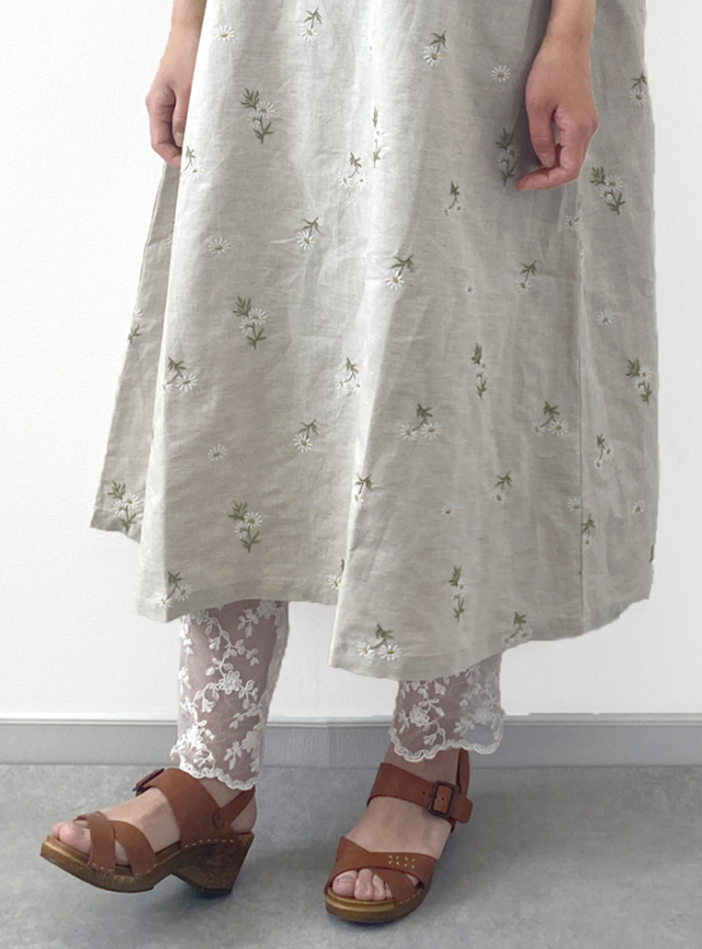 天竺チュールレース使いレギンス