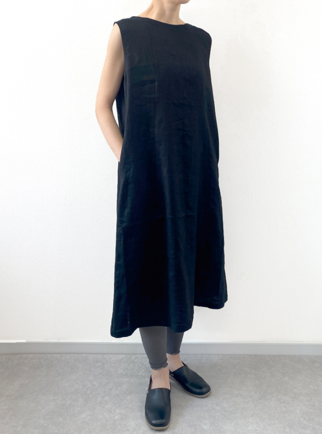 50%OFF! リネン切替ノースリーブワンピース
